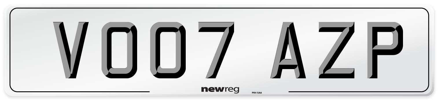 VO07 AZP Number Plate from New Reg